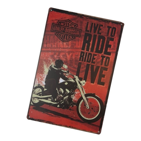 Harley-Davidson Live To Ride Ride To Live Metal Decor Wall Art Sign - Picture 2 of 15